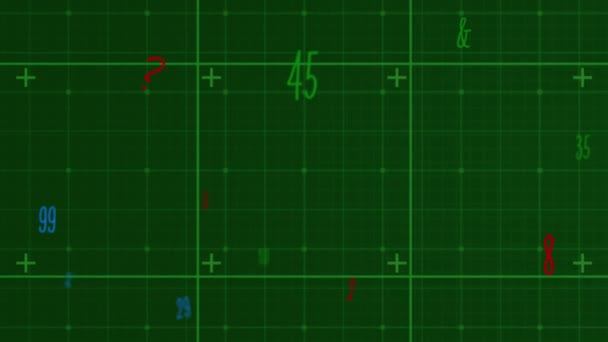 Animazione Numeri Sfondo Verde Scienza Globale Tecnologia Concetto Interfaccia Digitale — Video Stock