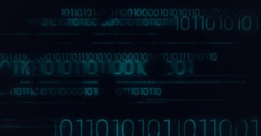 Siyah arkaplanda ikili kodlama işleminin bileşimi. veri işleme, teknoloji ve dijital arayüz kavramı dijital olarak oluşturulmuş görüntü.