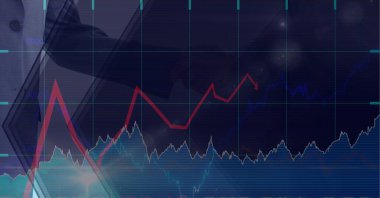 İş adamı tokalaşması üzerine finansal veri işleme bileşimi. küresel finans ve ticari başarı kavramı dijital olarak oluşturulmuş görüntü.