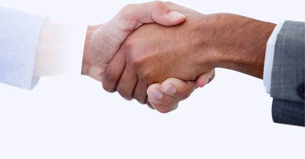 Midden Een Sectie Van Twee Zakenmannen Die Elkaar Hand Schudden — Stockfoto