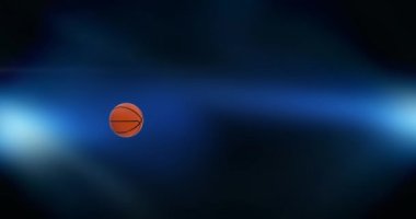 Basketbol ikonu ve ışık lekesi olan oyun etkinlikleri için spor logosu dijital animasyonu. Spor turnuvası ve teknoloji konsepti
