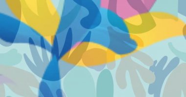 Mavi dairede% 20 indirimli metin animasyonu ve beyaz arka planda çiçek deseni. Retro perakende ve tasarruf konsepti dijital olarak oluşturulmuş video.