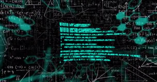 Animación Del Procesamiento Datos Científicos Sobre Ecuaciones Matemáticas Sobre Fondo — Vídeos de Stock