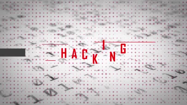 Animation Des Hacking Von Text Und Datenverarbeitung Auf Weißem Hintergrund — Stockvideo