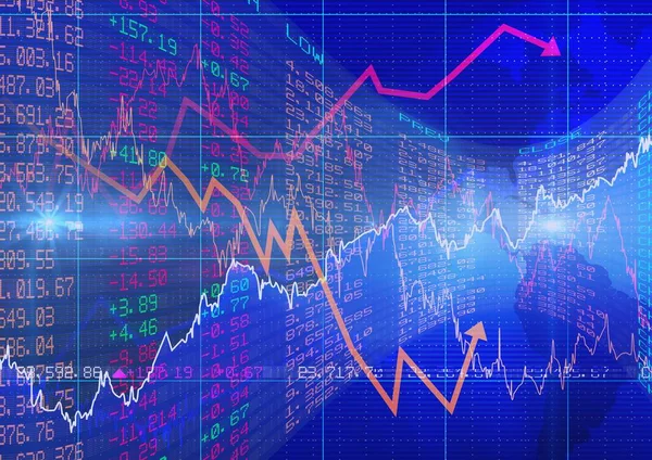 Freccia Rossa Mostra Evoluzione Rispetto Dati Del Mercato Azionario All — Foto Stock