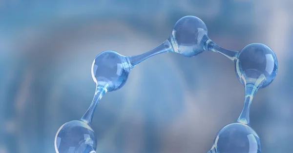 Estrutura Molecular Flutuando Sobre Fundo Azul Química Biologia Conceitos Ciências — Fotografia de Stock
