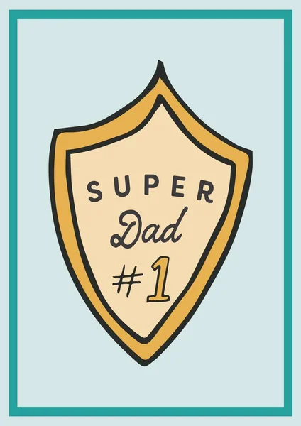 Samenstelling Van Super Vader Tekst Badge Groene Achtergrond Viering Groeten — Stockfoto