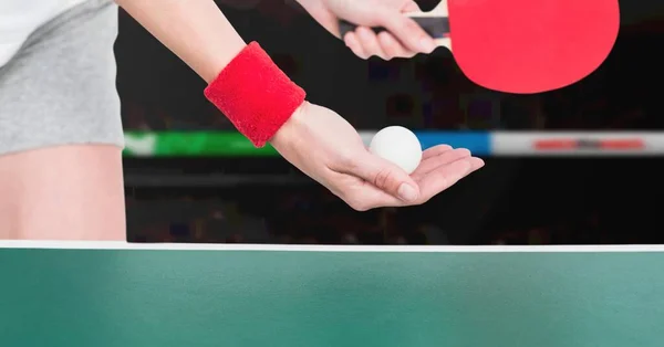 Composizione Della Sezione Centrale Del Giocatore Femminile Ping Pong Che — Foto Stock