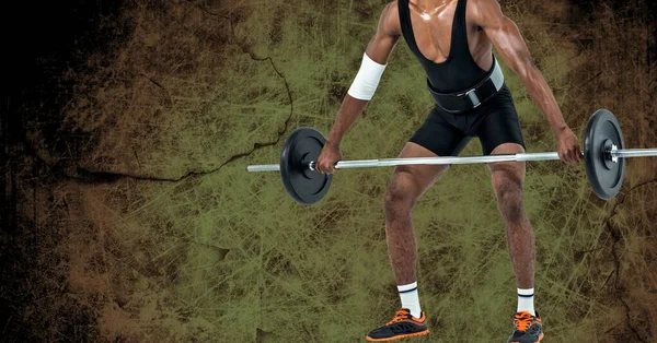 Composition Low Section Strong African American Man Lifting Barbell Copy — Stock Photo, Image