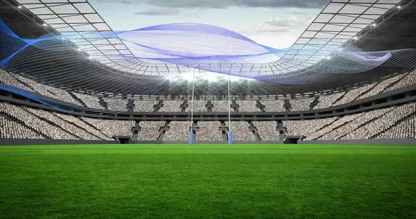 Composición Senderos Luz Azul Sobre Campo Rugby Deporte Fitness Estilo — Foto de Stock