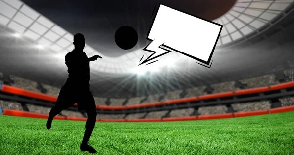 Composition Silhouettes Football Player Speech Bubble Copy Space Sports Stadium — Stock Photo, Image