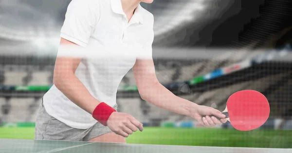 Composizione Della Sezione Centrale Del Giocatore Femminile Ping Pong Che — Foto Stock