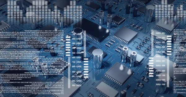 Composição Processamento Dados Digitais Sobre Fundo Placa Circuito Computador Tecnologia — Fotografia de Stock