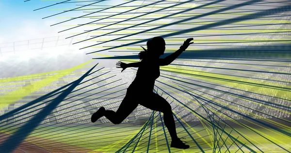 Composition Silhouette Female Athlete Sports Stadium Sport Event Competition Concept — Stock Photo, Image