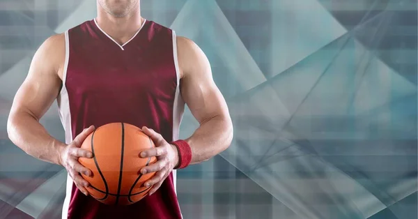Composition Midsection Basketball Player Holding Ball Copy Space Sport Competition — Stock Photo, Image