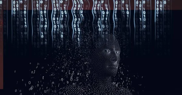 Composition Binary Coding Exploding Human Bust Global Technology Data Processing — Stock Photo, Image