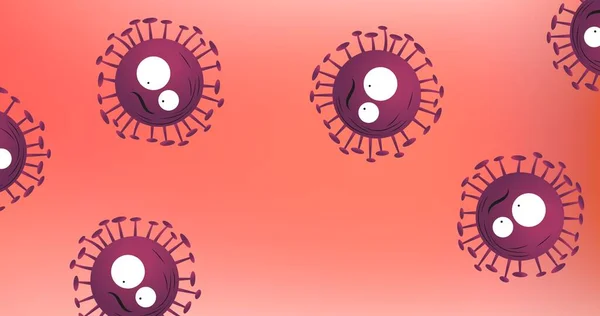 Composición Del Covidio Rojo Células Con Ojos Sobre Fondo Rojo —  Fotos de Stock