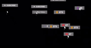 Siyah arkaplan üzerinde imleç bulunan pankartlarla ilgili sosyal medya metninin animasyonu. küresel ağ, sosyal medya, teknoloji ve iletişim konsepti dijital olarak oluşturulmuş video.