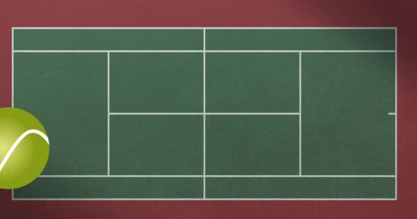 Animering Tennisboll Rullar Över Grön Tennisbana Idrottsevenemang Och Tävlingskoncept Digitalt — Stockvideo