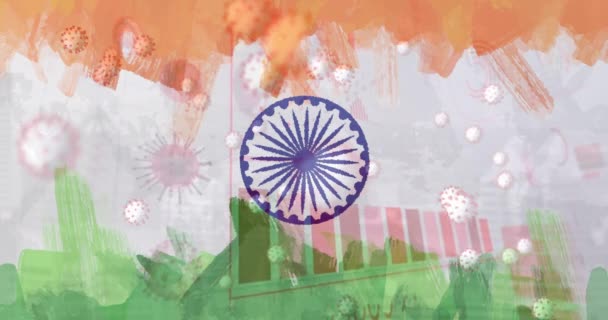 Composition Des Cellules Covid Statistiques Sur Drapeau Indien Global Covid — Video