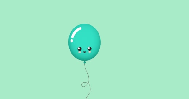 Animation Eines Grünen Ballons Mit Gesicht Und Kopierfläche Auf Grünem — Stockvideo