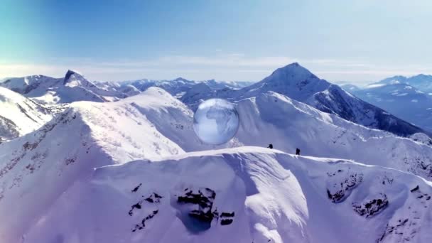 Animación Globo Girando Círculos Sobre Paisaje Conexiones Globales Interfaz Digital — Vídeos de Stock