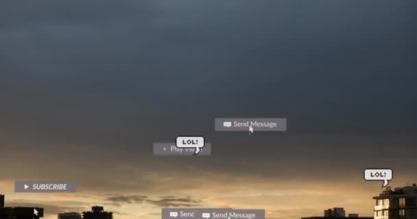 Animation Von Social Media Texten Auf Bannern Mit Sprechblasen Über — Stockvideo
