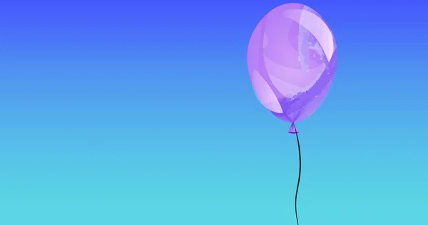 Zusammensetzung Aus Lila Ballon Mit Kopierraum Auf Blauem Hintergrund Party — Stockfoto