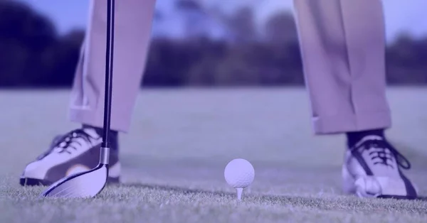 Skład Niskiej Sekcji Męskiego Golfisty Klubu Piłki Golfowej Polu Golfowym — Zdjęcie stockowe