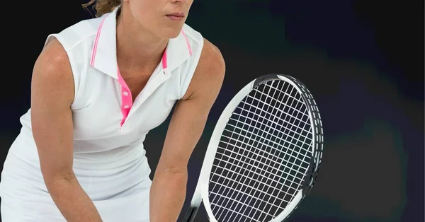 Composición Tenista Femenina Sosteniendo Raqueta Tenis Con Espacio Para Copiar — Foto de Stock