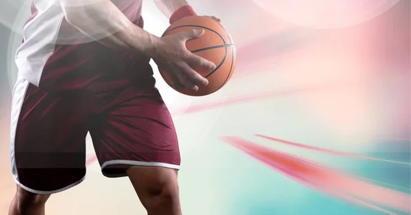 Composition Midsection Basketball Player Holding Ball Copy Space Sport Competition — Stock Photo, Image