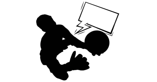 Composition Silhouette Football Goalkeeper Speech Bubble Copy Space Sport Event — Stock Photo, Image