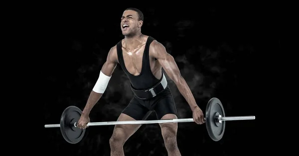배경에 운동하는 근육질의 남자의 스포츠 활동적 라이프 스타일 디지털 이미지 — 스톡 사진