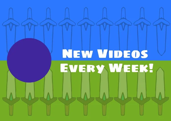 緑と青の背景に青のドットで毎週新しいビデオの構成 招待状とオンラインサービスのコンセプトデジタルで生成された画像 — ストック写真