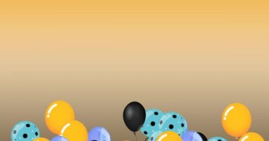 Turuncu arka planda zıplayan renkli balonların canlandırması. parti ve kutlama konsepti dijital olarak oluşturulmuş video.