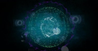 Dünya üzerindeki ekranlardaki veri işleme bileşimi. küresel bağlantılar, dijital arayüz ve teknoloji konsepti dijital olarak oluşturulmuş görüntü.