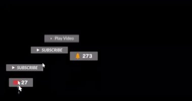 Siyah arkaplan üzerinde dijital simgeler bulunan afişler üzerine sosyal medya metninin animasyonu. küresel ağ, sosyal medya, teknoloji ve iletişim konsepti dijital olarak oluşturulmuş video.