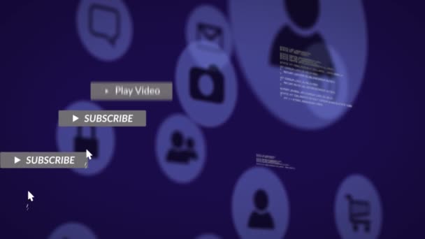 Animación Texto Redes Sociales Banners Con Iconos Digitales Sobre Fondo — Vídeo de stock