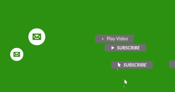 Animacja Tekstu Mediów Społecznościowych Banerach Ikonami Cyfrowymi Zielonym Tle Globalne — Wideo stockowe