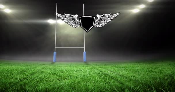 Animation Emblem Copy Space Rugby Field Sports Stadium Sports Event — Stock Video