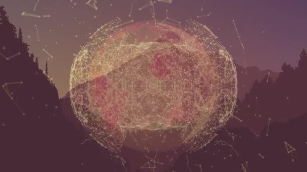 회전하는 지구의 연결들을 애니메이션으로 것입니다 글로벌 디지털 인터페이스 디지털 비디오 — 비디오