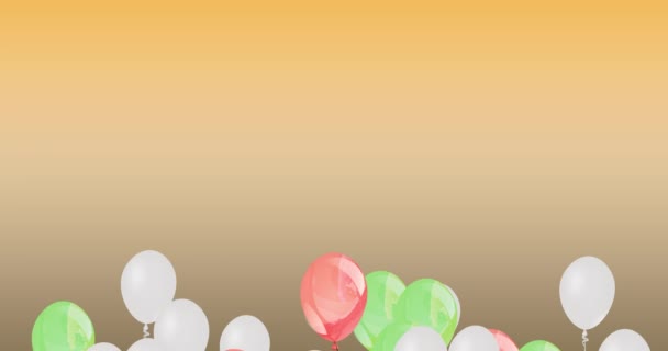 彩色气球在橙色背景上跳跃的动画 派对及庆祝活动概念数码影片 — 图库视频影像