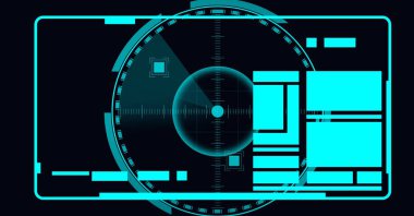 Ekranda tarama ve veri işleme bileşimi. küresel teknoloji ve dijital arayüz kavramı dijital olarak oluşturulmuş görüntü.