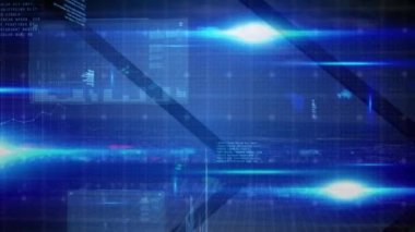 Şehrin arka planında veri işleme animasyonu. küresel ağlar, bağlantılar ve teknoloji konsepti dijital olarak oluşturulmuş video.