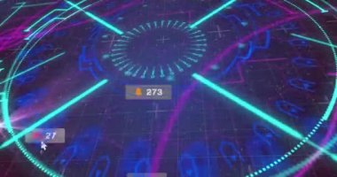 Kapsamlı tarama üzerinden sosyal medya simgelerinin animasyonu. küresel çevrimiçi iletişim, dijital arayüz ve teknoloji konsepti dijital olarak oluşturulmuş video.