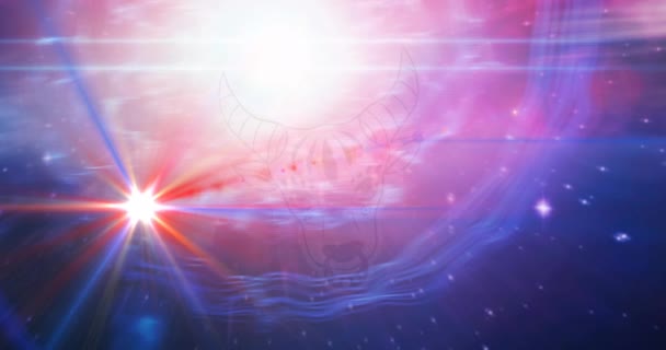 輝く星の上にタウラス星の記号のアニメーション ホロスコープと黄道サインの概念デジタル生成されたビデオ — ストック動画