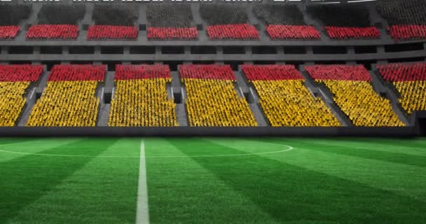 Animation Drapeau Allemand Sur Terrain Football Vide Dans Stade Sport — Video