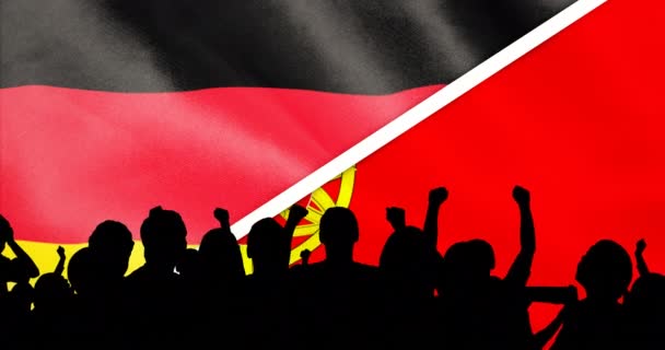 Animation Silhouette Sport Fans National Flag Background Sport Competition Concept — Stock Video