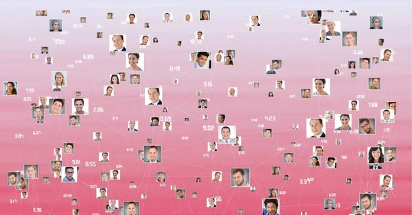 Skład Zdjęć Numerów Przedsiębiorców Różowym Tle Globalny Biznes Połączenia Koncepcja — Zdjęcie stockowe