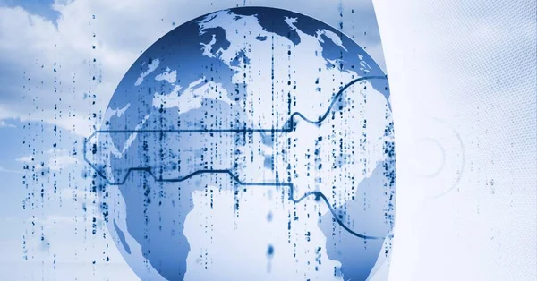 Samenstelling Van Digitale Sleutel Hele Wereld Wolken Mondiaal Bedrijfs Technologie — Stockfoto